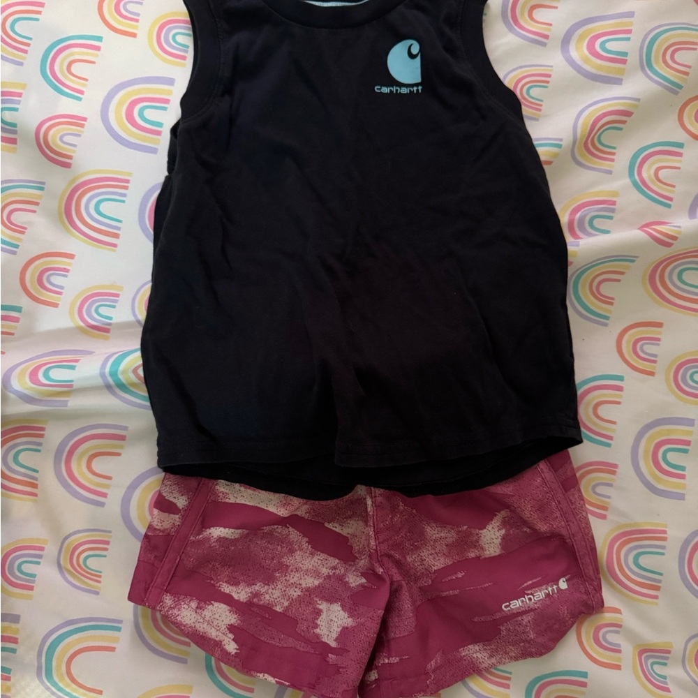 Carhartt Black Tank and Maroon Shorts Set